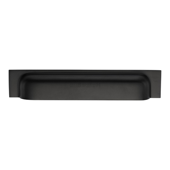 C2766 152-BKMT • 152/178 c/c x 221x42x22mm • Matt Black • Heritage Brass Concealed Fix Square Plate Contemporary Cup Handle